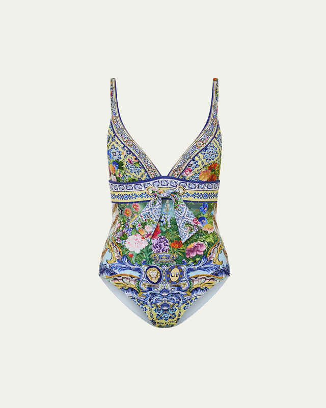 Wall To Wall Tie Tri One-Piece Swimsuit